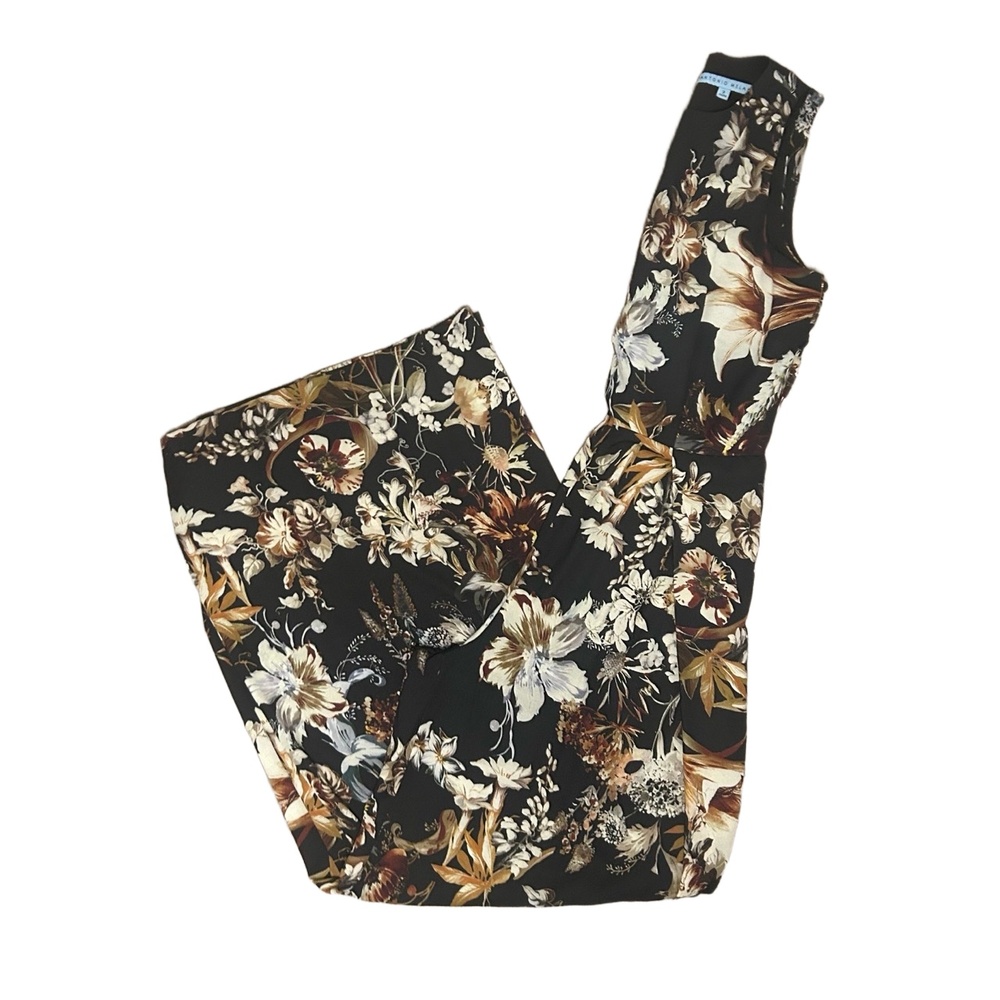 NWT Antonio Melani Eve Jumpsuit Chocolate/Ivory Floral Size 2